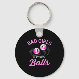 Billiards Snooker Girls Play With Billiard Balls Keychain