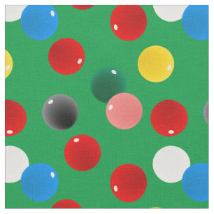 Billiards Snooker Pool Balls Pattern on Green Fabric