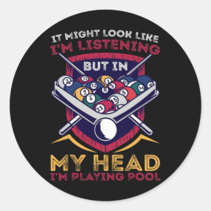 Billiards Snooker Pool Game Player Sports Competit Classic Round Sticker