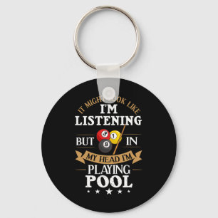 Billiards Snooker Pool Game Player Sports Competit Keychain