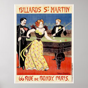 Billiards St. Martins, Paris Poster
