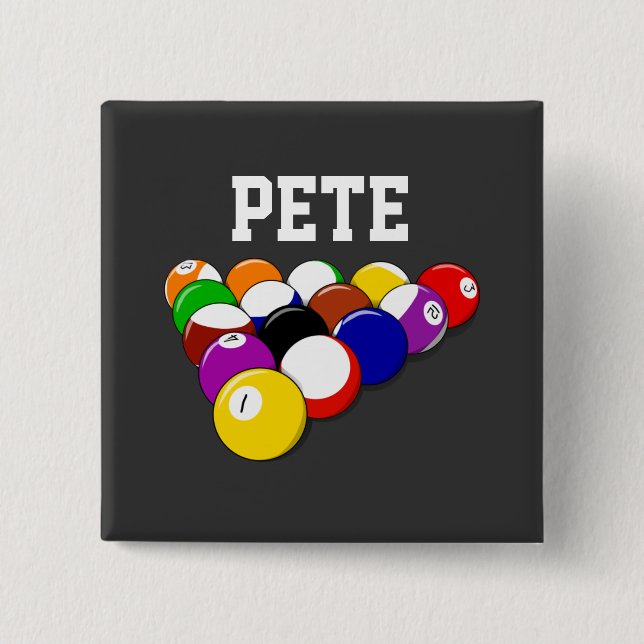 Billiards template, popular design 2 inch square button (Front)