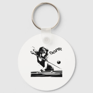 Billiards - The 8 Ball. Funny Girl Fails. For Bill Keychain
