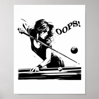 Billiards - The 8 Ball. Funny Girl Fails. For Bill Poster