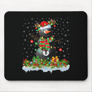 Billiards Xmas Lighting Funny Snowman Billiards Ch Mouse Pad
