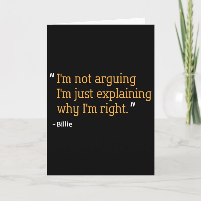 Billie Gift Quote Funny Birthday Personalized Name Card (Front)