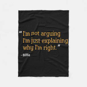 Billie Gift Quote Funny Birthday Personalized Name Fleece Blanket