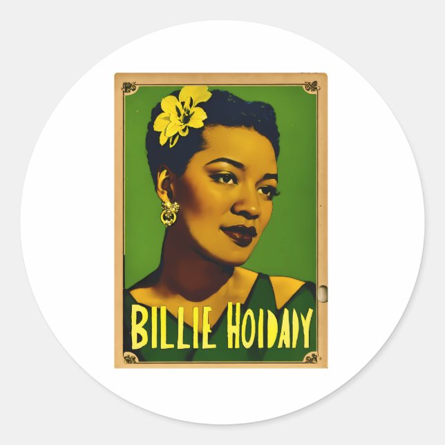 Billie Holiday Classic Round Sticker (Front)