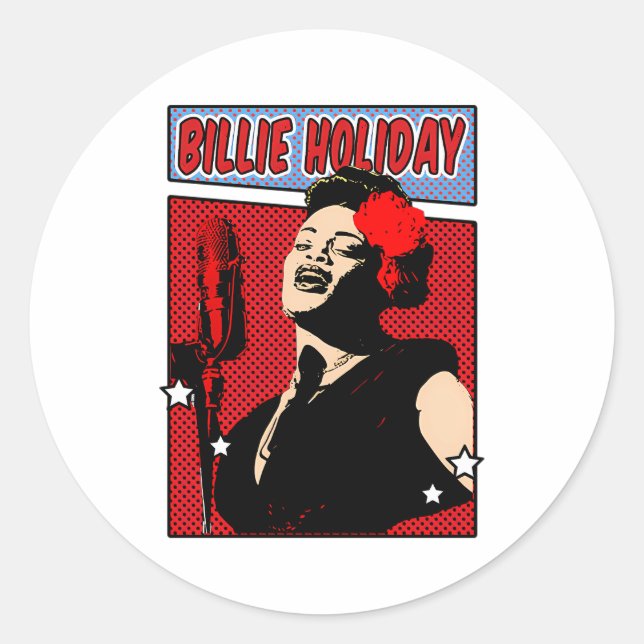 Billie Holiday Classic Round Sticker (Front)