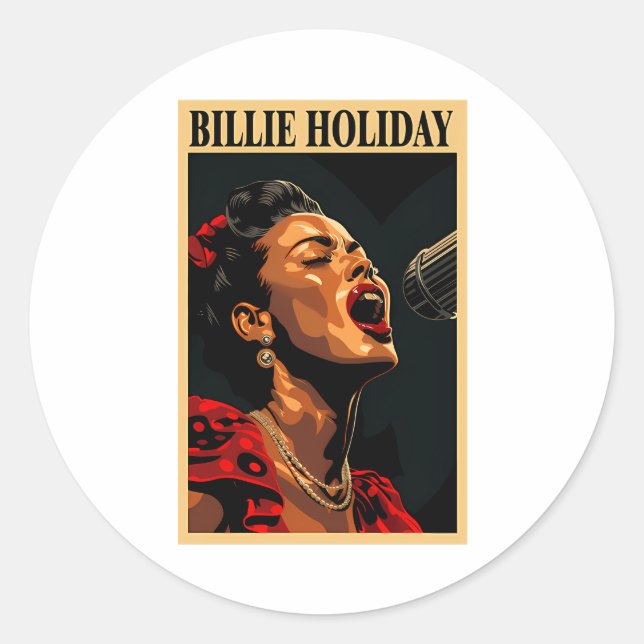 Billie Holiday Classic Round Sticker (Front)