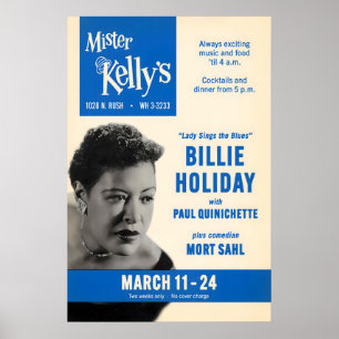 Billie Holiday jazz poster - Mister Kelly's