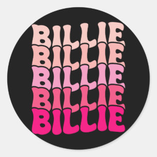 Billie Personalized Name I Love Billie Groovy 80's Classic Round Sticker