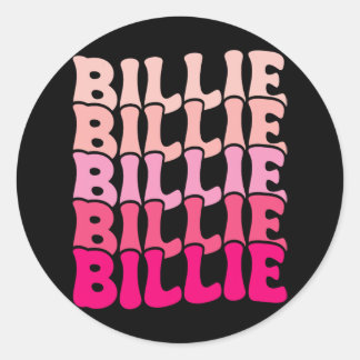 Billie Personalized Name I Love Billie Groovy 80's Classic Round Sticker
