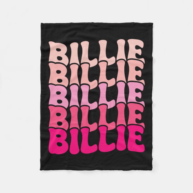 Billie Personalized Name I Love Billie Groovy 80's Fleece Blanket (Front)