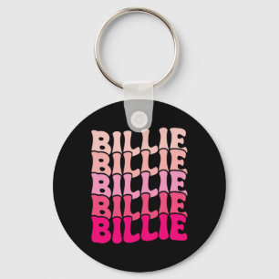 Billie Personalized Name I Love Billie Groovy 80's Keychain