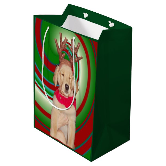 billie-the-golden-reindeer medium gift bag (Back Angled)