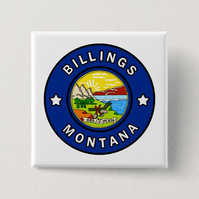 Billings Montana 2 Inch Square Button (Front)