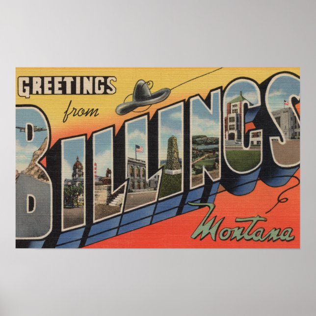 Billings, Montana - Large Letter Scenes 2 Poster (Front)
