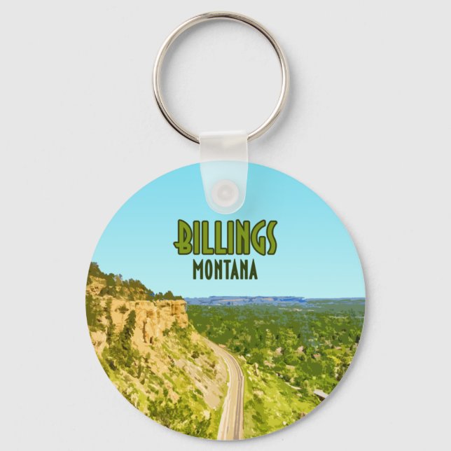Billings Montana Rim Rocks Vintage Keychain (Front)
