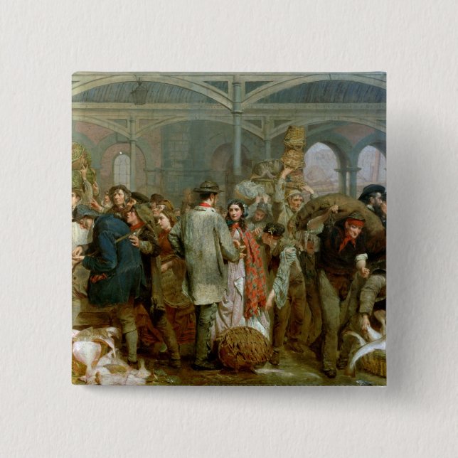 Billingsgate Fish Market 2 Inch Square Button (Front)
