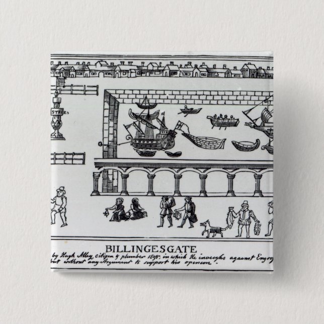 Billingsgate Market 2 Inch Square Button (Front)