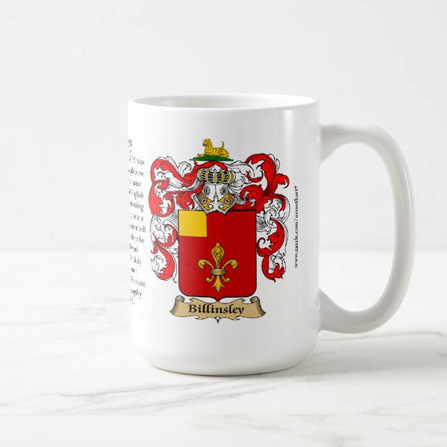 Billingsley, the Origin, the Meaning and the Crest Coffee Mug (Right)
