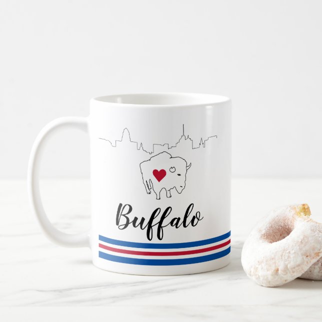 Bills Buffalo Skyline Illustration Café Mug (Avec donut)
