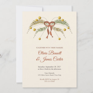 Billy Button Fern Arch Boho Wedding Invitation