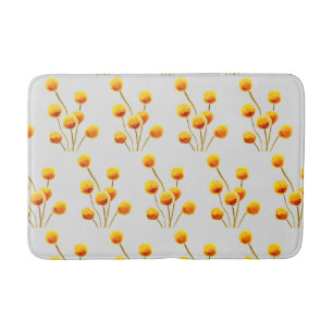 Billy button yellow flowers modern bath mat