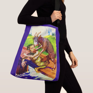 billy goat gruff and troll print crossbody bag
