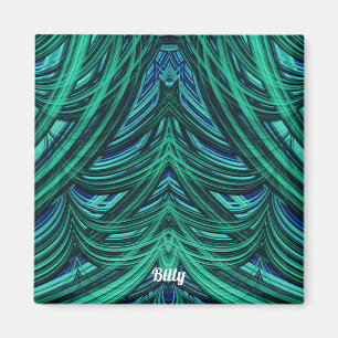 ~ BILLY ~ GORGEOUS! ~ 3D Fractal blue green Magnet