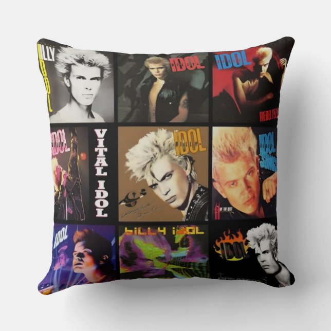 Billy Idol Throw Pillow (Back)