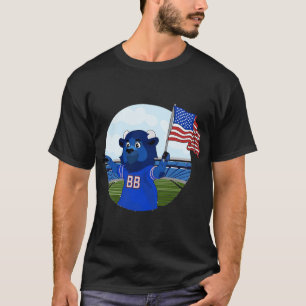 Billy the Buffalo Holding American Flag Sticker T-Shirt
