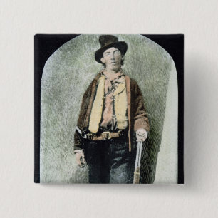 Billy the Kid (coloured engraving) 2 Inch Square Button