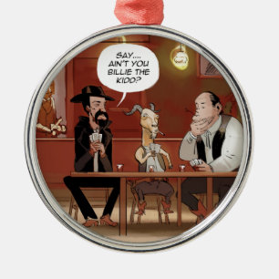 Billy The Kid? Funny Goat Cartoon Metal Ornament