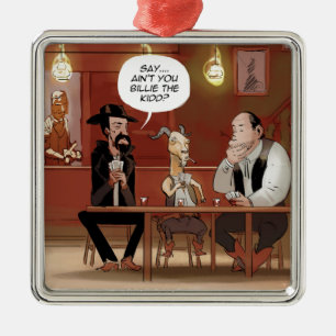 Billy The Kid? Funny Goat Cartoon Metal Ornament