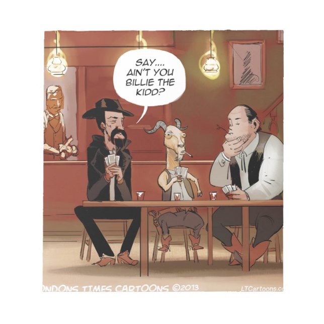Billy The Kid? Funny Goat Cartoon Notepad (Front)