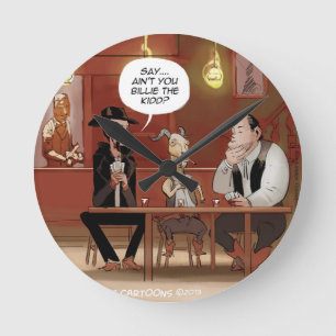 Billy The Kid? Funny Goat Cartoon Round Clock