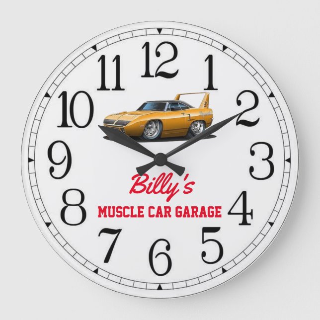 Billy's Muscle Car Garage Large Clock (Front)