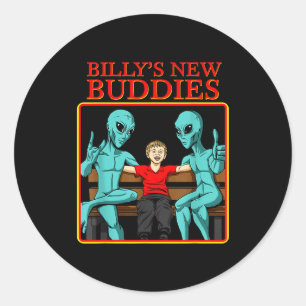 Billy's New Buddies Vintage Alien Shirt - Retro Al Classic Round Sticker