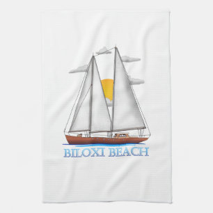 Biloxi Beach Coastal Nautical Sailing Sailor Kitchen Towel