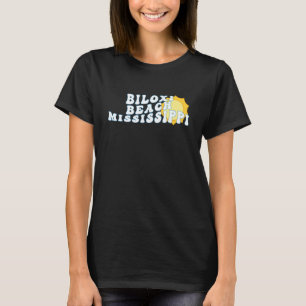 Biloxi Beach Mississippi MS Retro Wavy Souvenir Va T-Shirt