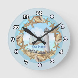 Biloxi Lighthouse Round Clock