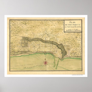 Biloxi Mississippi Fortification Map 1721 Poster
