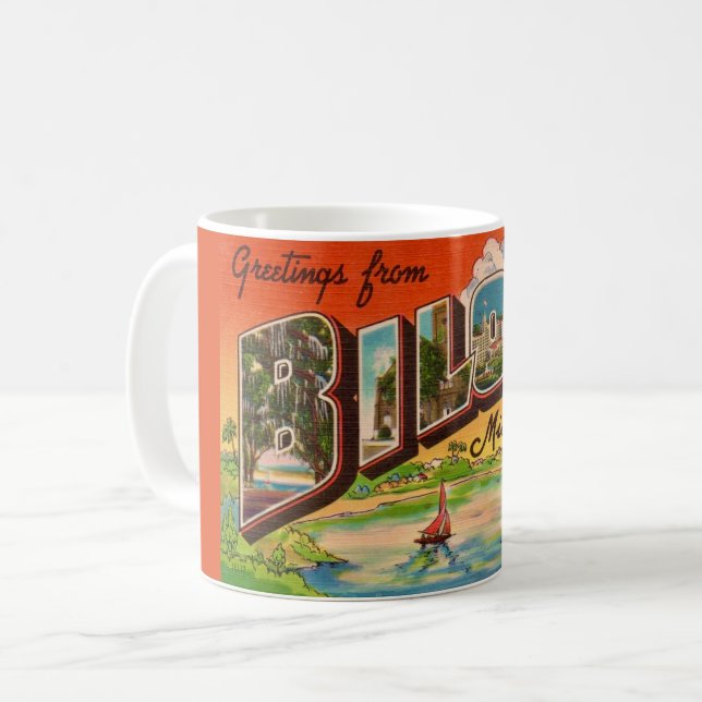 Biloxi Mississippi Greetings Postcard Coffee Mug (Front Left)
