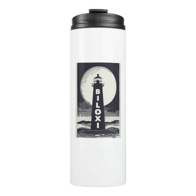Biloxi Mississippi Lighthouse Moon Thermal Tumbler (Front)