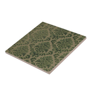 BILTMORE DAMASK in STAMPED METAL IN OLIVE Tile