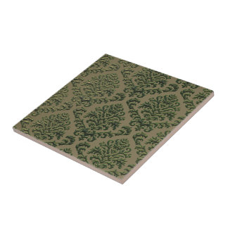 BILTMORE DAMASK in STAMPED METAL IN OLIVE Tile