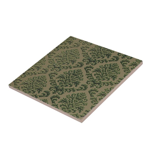 BILTMORE DAMASK in STAMPED METAL IN OLIVE Tile (Side)