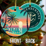 Bimini Bahamas Retro Sunset Travel Souvenir 1950s Ceramic Ornament<br><div class="desc">Bimini Bahamas Tropical Retro Sunset design. Indulge in the nostalgia of Bimini with our vintage souvenir, designed specifically for seaside vacationers. Reminiscent of a bygone era, this design encapsulates the tranquillity and beauty of the cove, serving as a delightful reminder of your beachside getaway. You can customize and modify this...</div>